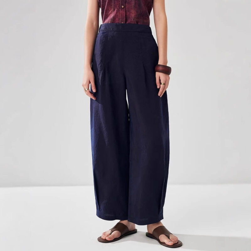 Summer Silk Retro Sickle Pants Reversible Casual Nine Length Pants