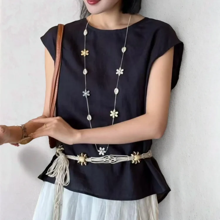 Simple breathable linen vest