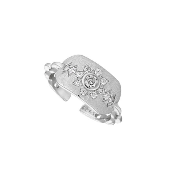 s925 sterling silver brushed inlaid zircon sunflower ring 5