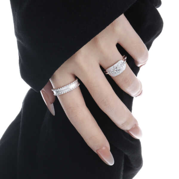 s925 sterling silver brushed inlaid zircon sunflower ring 8
