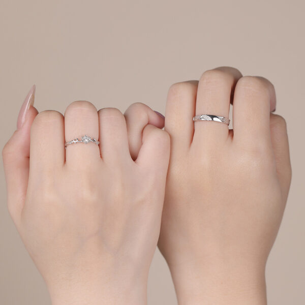 s999 pure silver gardenia couple ring 3