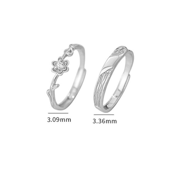 s999 pure silver gardenia couple ring 4