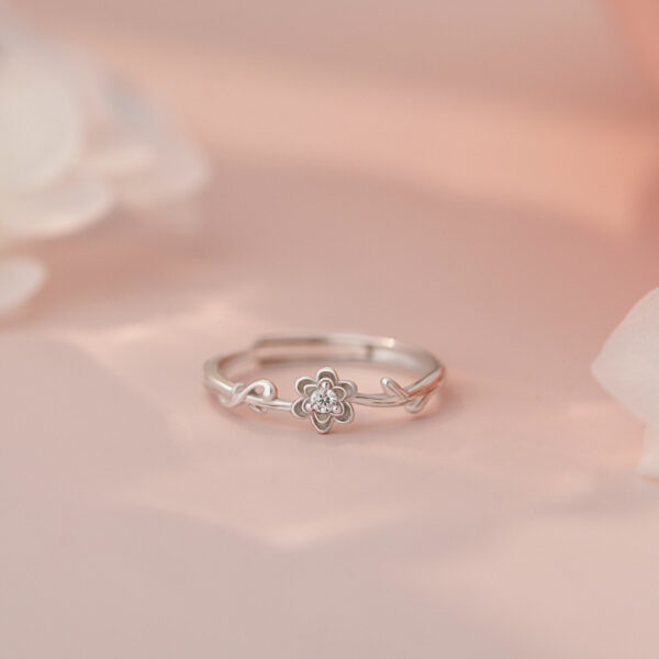 s999 pure silver gardenia couple ring 6