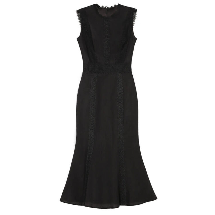 Black Lace Fitted Fishtail Dress