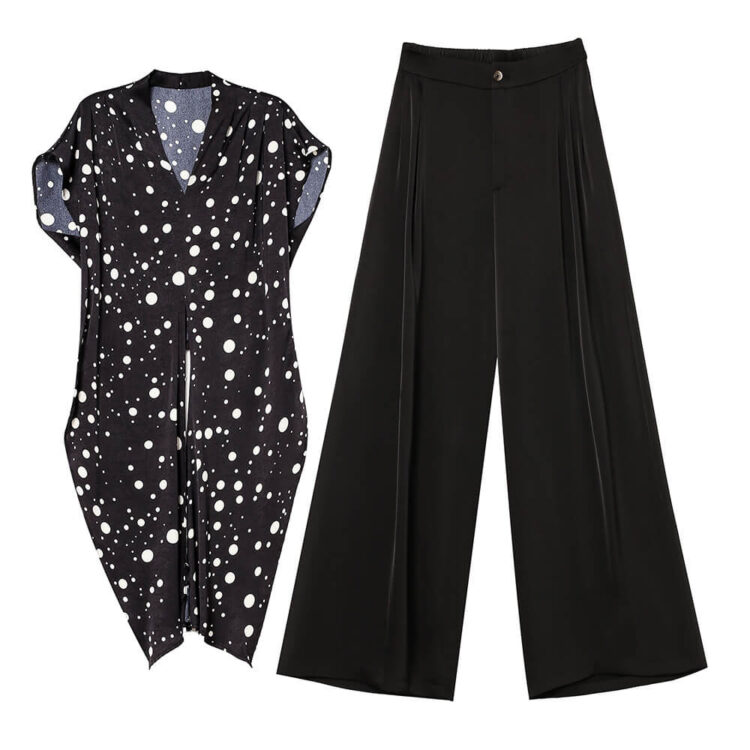 Cross-back Top and Wide-leg Pants Set