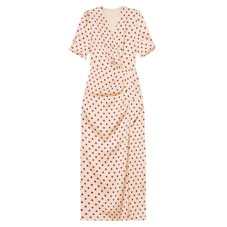French Black Polka Dot V-neck Dress