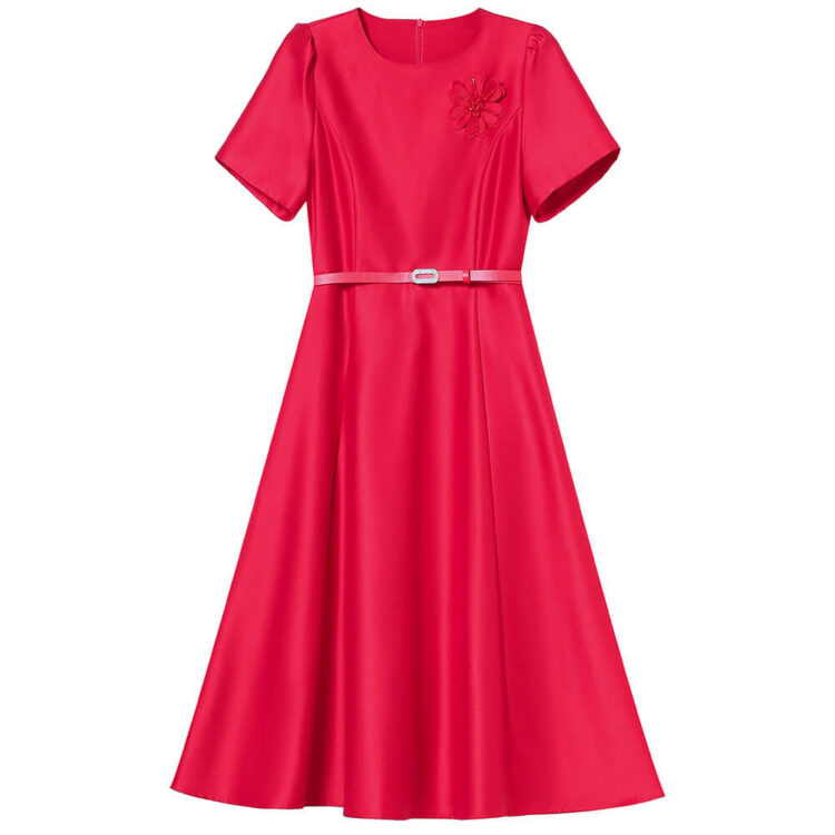 Red Flower Beaded Party Dress