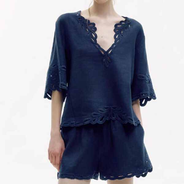 resort style linen shirt and shorts set 12