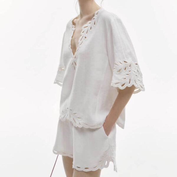 resort style linen shirt and shorts set 8
