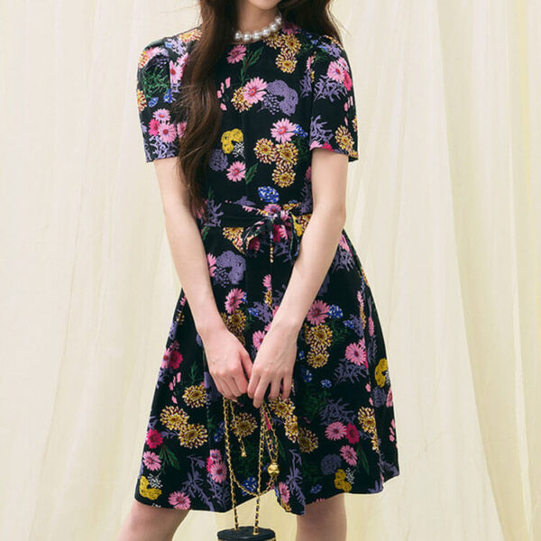 resort style oil painting print chiffon dress 1