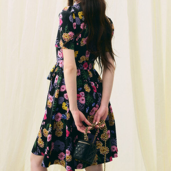 resort style oil painting print chiffon dress 2