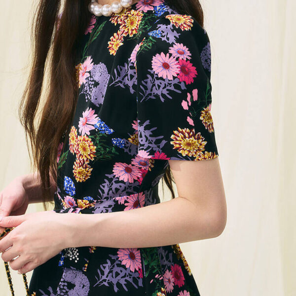 resort style oil painting print chiffon dress 3