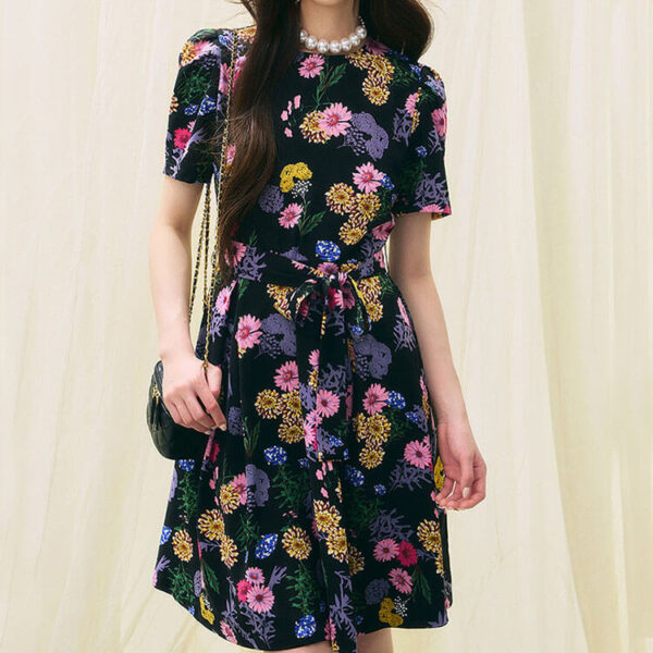 resort style oil painting print chiffon dress 4