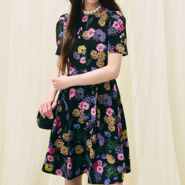 resort style oil painting print chiffon dress 5