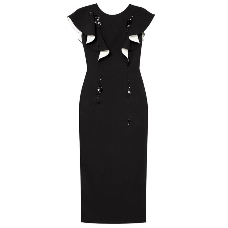 Ruffle Sleeve Contrast Color Party Dress