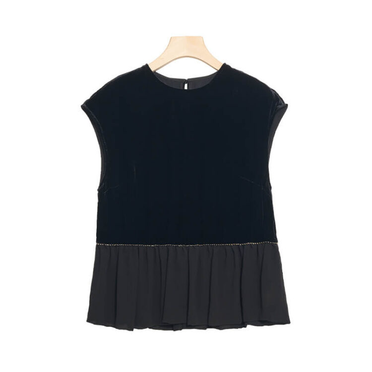 Silk Velvet Panelled Beaded Top