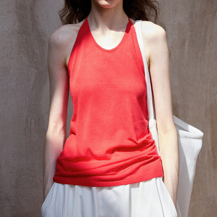 Tencel Linen Halter Neck Knitted Camisole