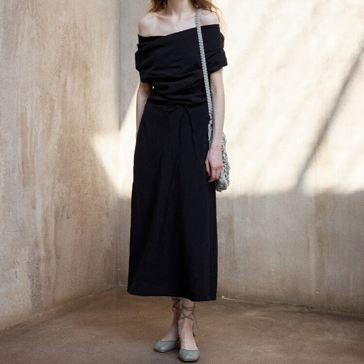 tencel twisted off shoulder tube top dress 1