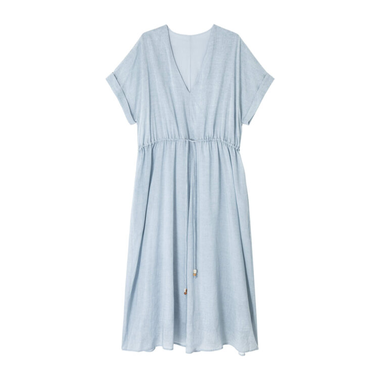 Tencel V-Neck Waist Wrap Dress