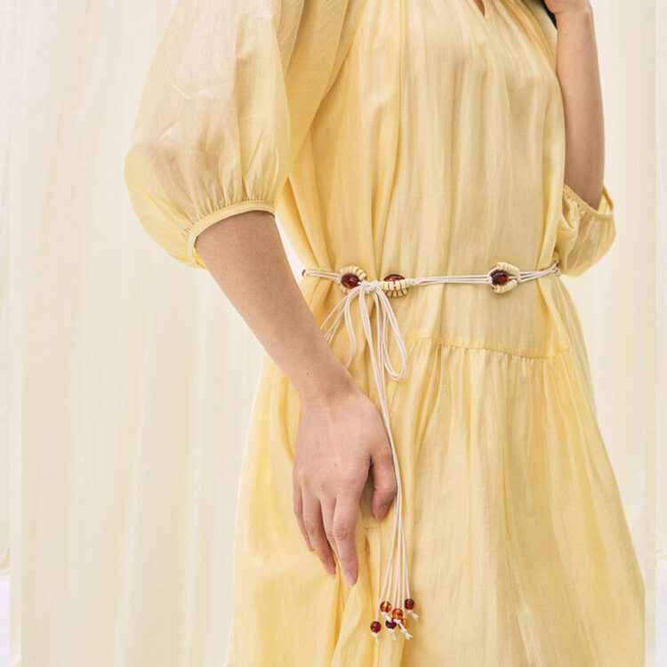 vintage resort style tencel yellow dress 2
