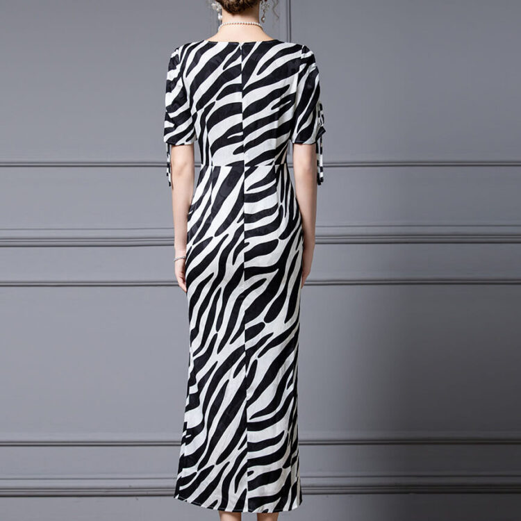 zebra print drawstring fitted dress 2