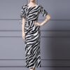 zebra print drawstring fitted dress 3