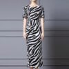 zebra print drawstring fitted dress 6