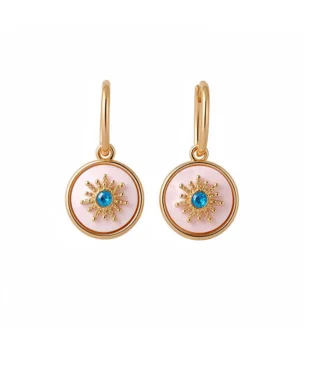 24k Gold-Plated Round Mother of Pearl Flower Ear Cuffs