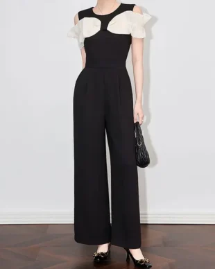 Black high waist wide leg jumpsuit