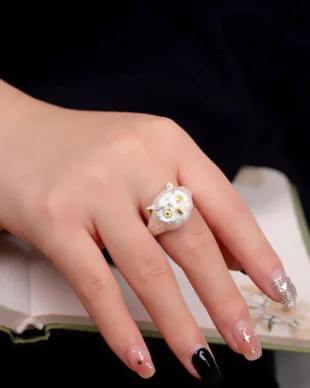 999 Silver Owl Ring