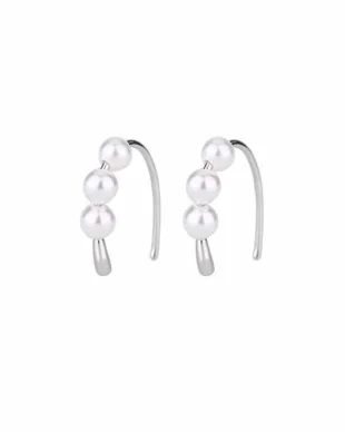 999 Silver Pearl Drop Ear Hooks