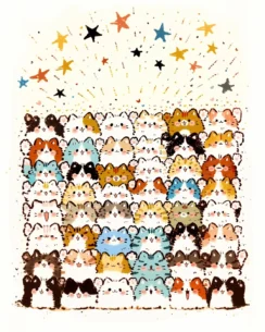 49 Cats Perler Bead Pattern – Group Photo of Kittens Fuse Bead Design 2 images