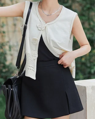 Acetate Asymmetrical Split Culottes