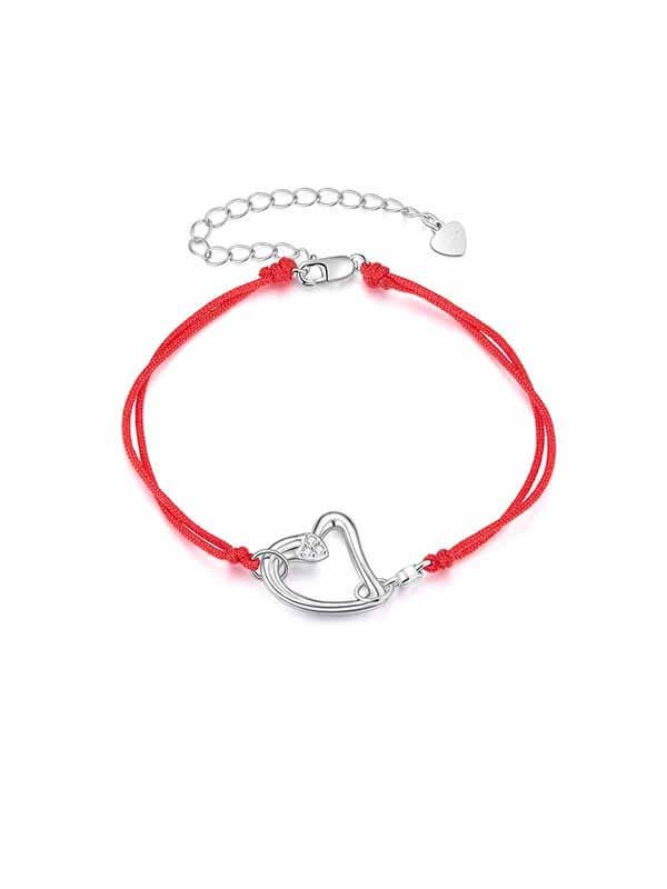 Adjustable Red String S925 Sterling Silver Heart Bracelet 1