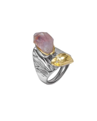 Amethyst Irregular Silver Ring