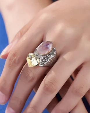 Amethyst Irregular Silver Ring