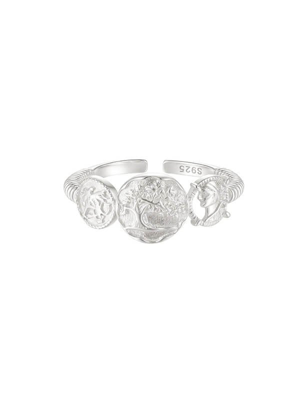 Ancient Greek Intaglio Signet Ring – 925 Sterling Silver Adjustable Open Band 1