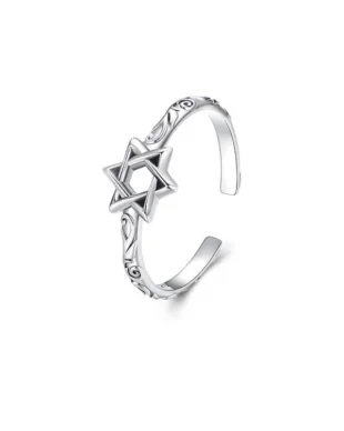 Antique-style Hexagram Sterling Silver Ring