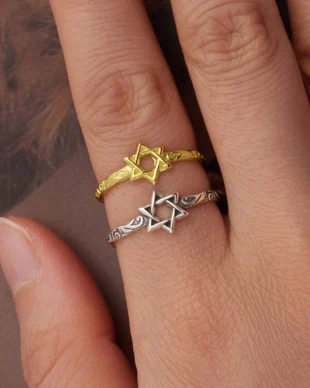 Antique-style Hexagram Sterling Silver Ring