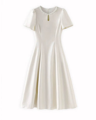 Apricot Beaded Waist-Cinching Dress