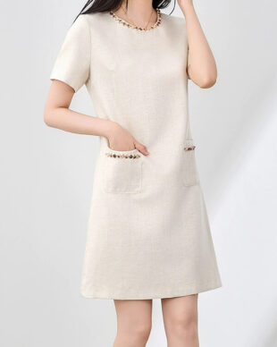Apricot Vintage-Inspired Slimming A-Line Dress