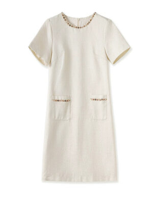Apricot Vintage-Inspired Slimming A-Line Dress