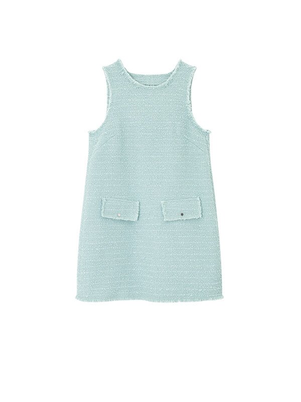 Autumn Wool Tweed Round-Neck Dress 1