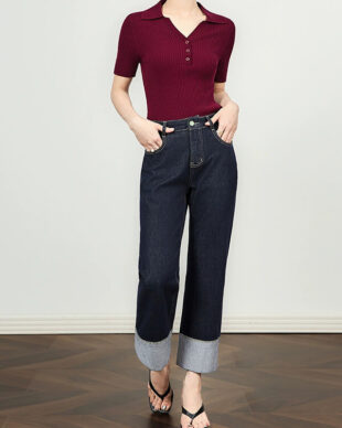 Avant-Garde Cuffed Casual Jeans