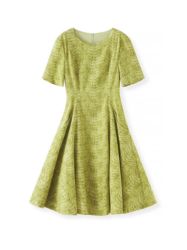 Avant-Garde Kiwi Green Artistic Print Dress