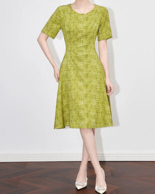 Avant-Garde Kiwi Green Artistic Print Dress