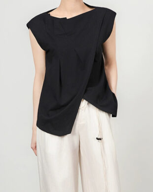 Avant-Garde Pleated Layered Asymmetric Top