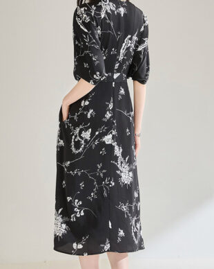 Batwing Sleeve Vintage Wrap Dress