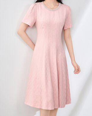Beaded Jacquard Cocktail Dress