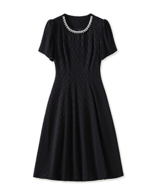 Beaded Jacquard Cocktail Dress